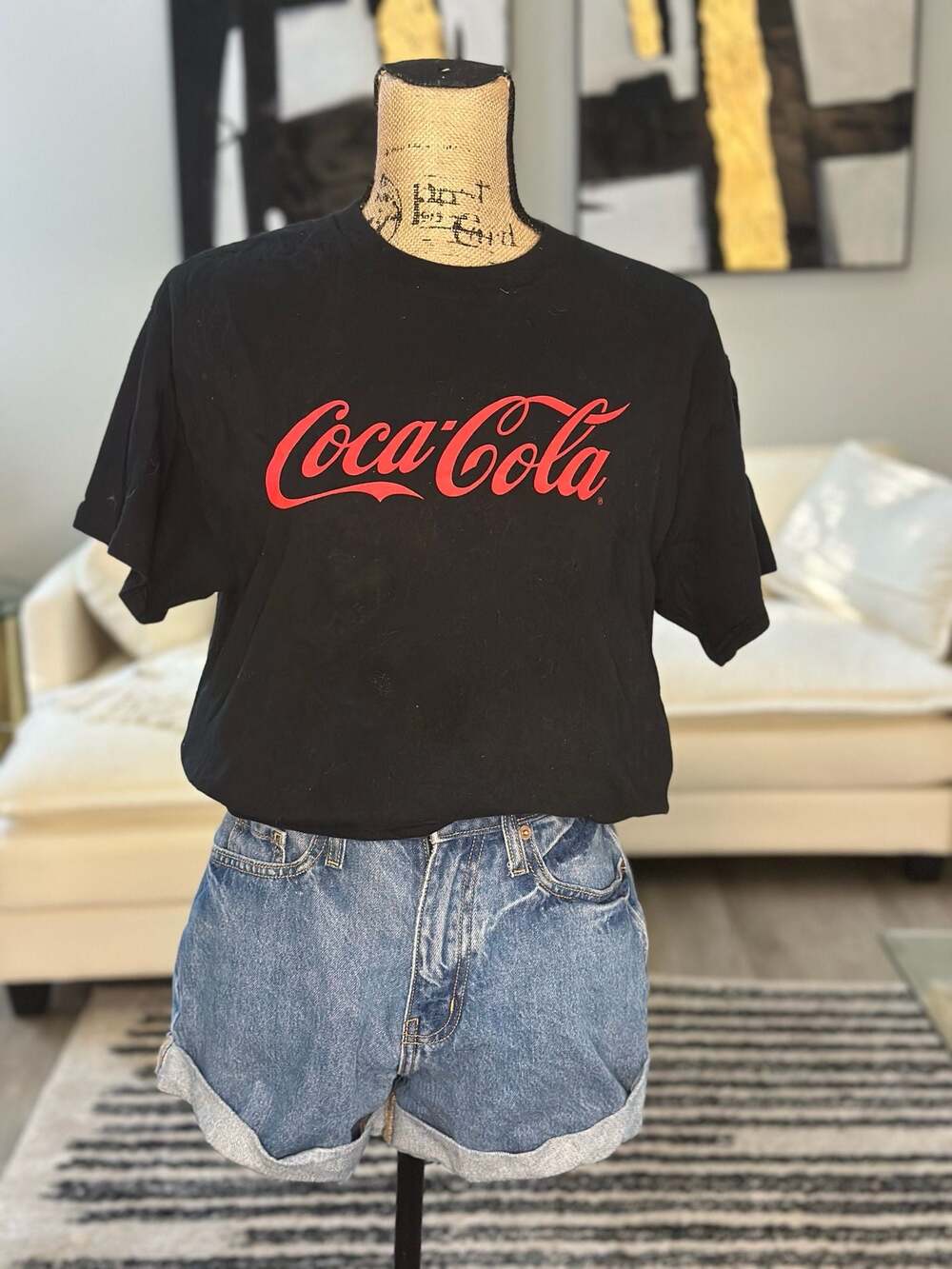 Coca-Cola Classic Logo Black Graphic T-Shirt Gildan Medium